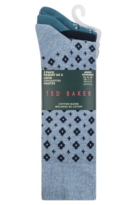 3PK MENS NON TERRY CREW BLUE 6