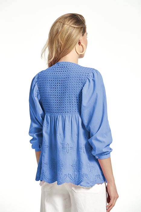 PERFORATED EMBROIDERED VOILE ALBIS SHIRT BLUE 2