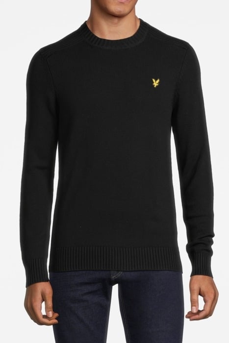 SHOULDER DETAIL CREW NECK KNIT JUMPER JET BLACK 1