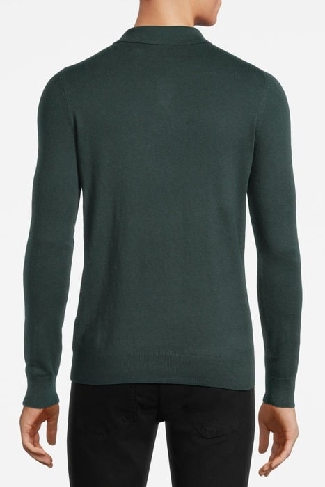 COTTON MERINO LONG SLEEVE KNITTED POLO ARGYLE TEAL 2