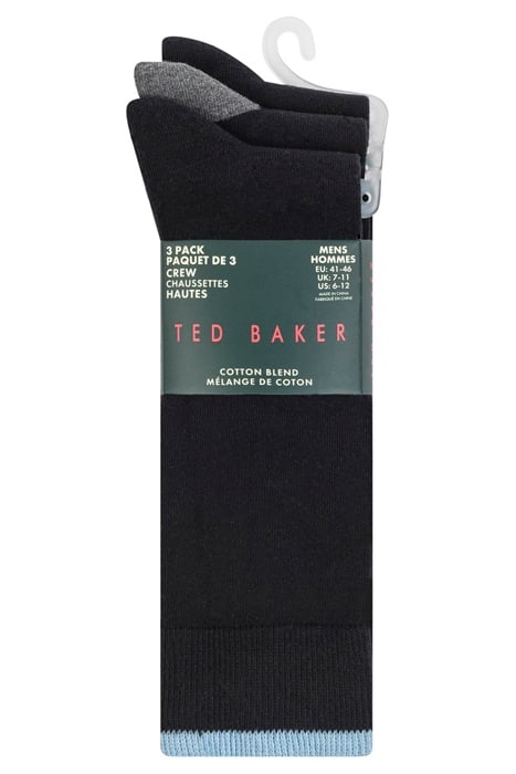 3PK MENS NON TERRY CREW BLACK 6