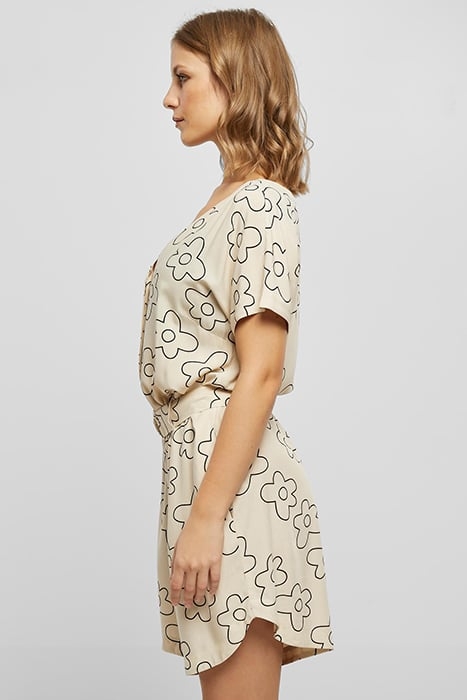 LADIES SHORT VISCOSE BELT JUMPSUIT SOFTSEAGRASSFLOWER 6