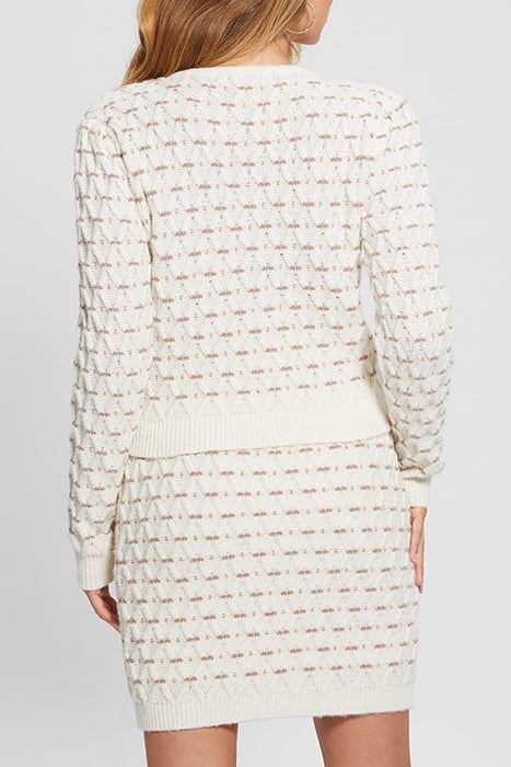 GUESS ECO LS CROSS STITCH MIYA DOVE WHITE MULTI 2