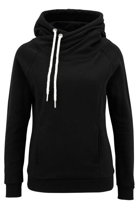 LADIES RAGLAN HIGH NECK HOODY BLACK 4