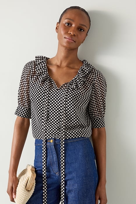 COCO POLKA BLOUS BLACK/CREAM 1