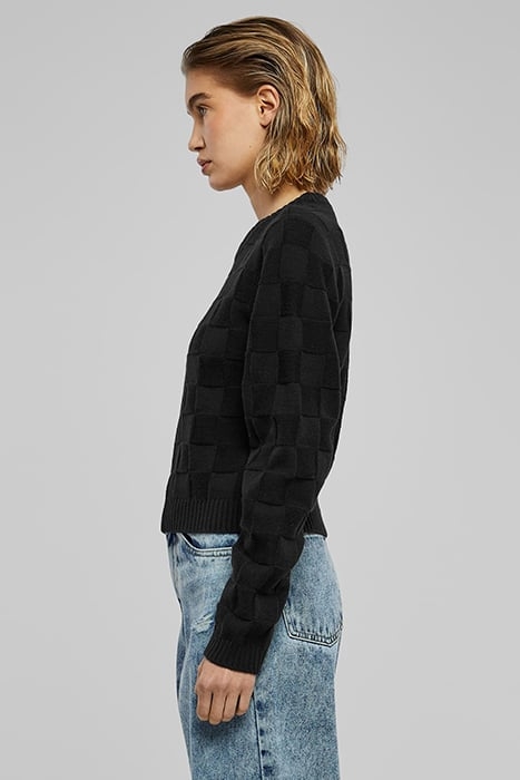 LADIES CHECK KNIT SWEATER BLACK 6