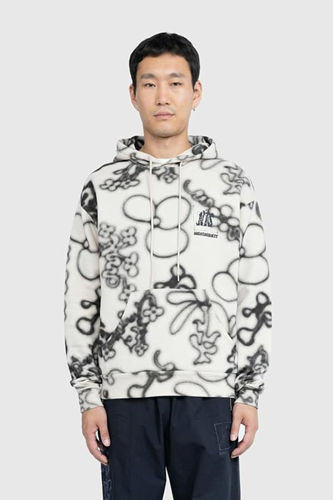 NTS X HIGHSNOBIETY – FLEECE FLOWER HOODIE IVORY/BLACK 1