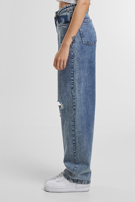 LADIES DISTRESSED 90'S WIDE LEG DENIM PANTS VINTAGE LIGHTBLU 6