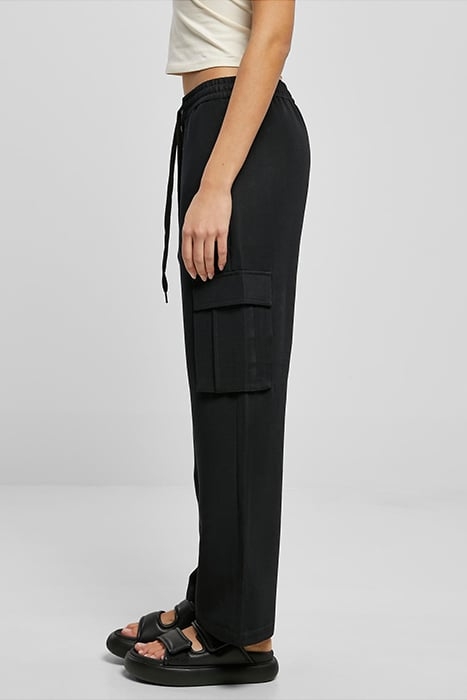 LADIES VICOSE STRAIGHT LEG CARGO PANTS BLACK 6