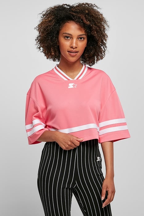 LADIES STARTER CROPPED MESH JERSEY PINKGRAPEFRUIT/WHITE 1