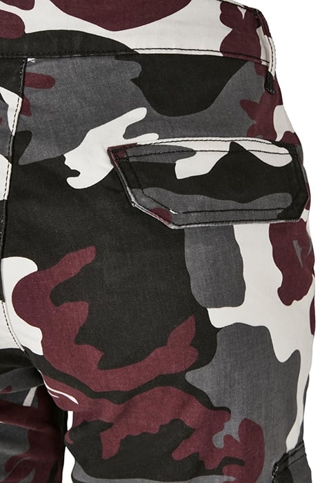 LADIES HIGH WAIST CAMO CARGO PANTS WINE CAMO 6