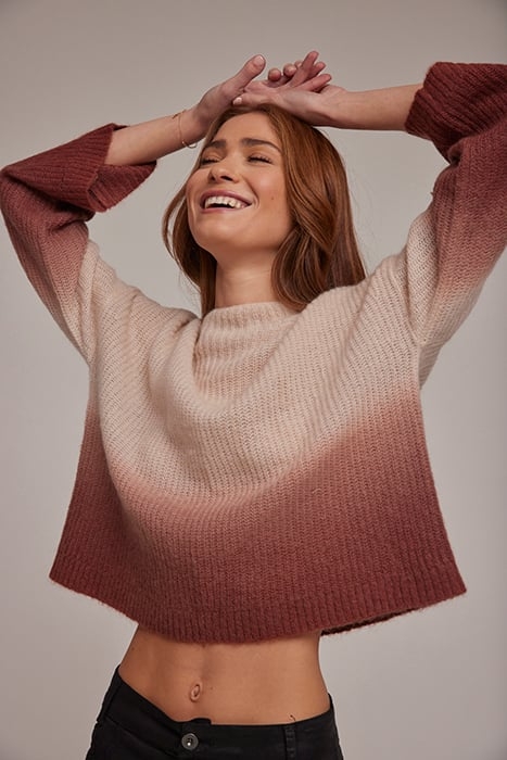 CROPPED MOCK NECK SWEATER AUTUMN RUST OMBRE 4