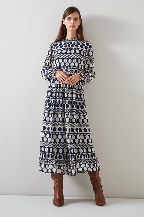 SUSIE - MIDI DRESS NAVY/CREAM 1