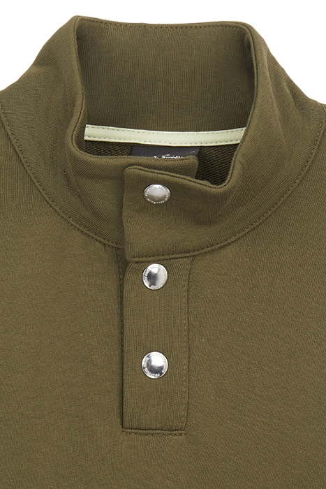 MENS REG FIT PLACKET SWEATSHIRT ZEBRA OLIVE GREEN 2