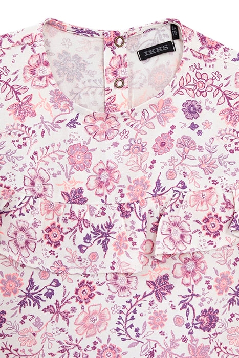 GIRLS' OFF-WHITE BLOUSE WITH VIOLET FLOWER PRINT 3