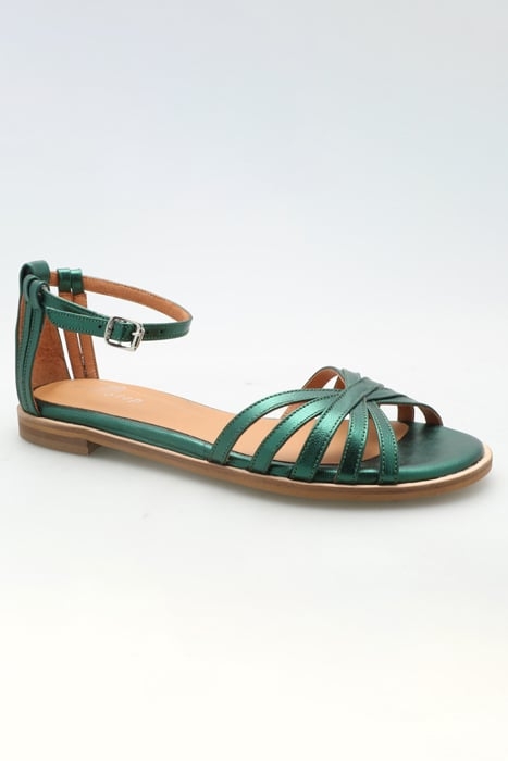 O.FARO - CEDAR GREEN FLAT SANDALS IN METALLIC LEATHER 1