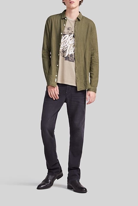 ARMY GREEN PURE LINEN SLIM SHIRT 3