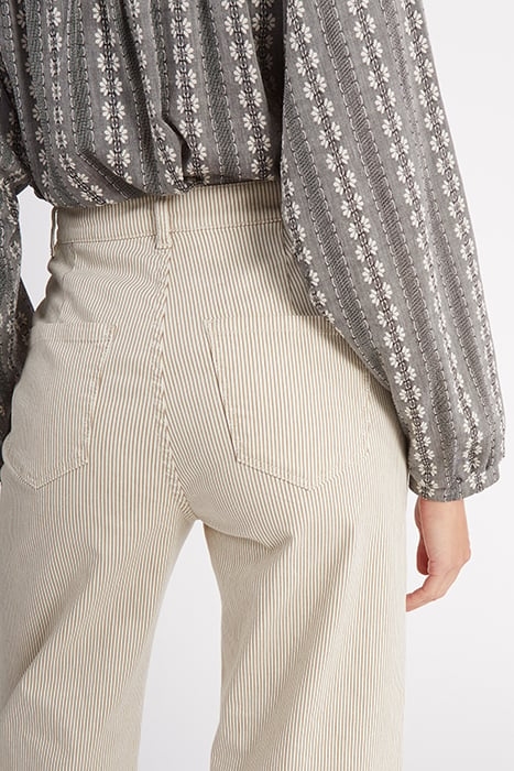 BEIGE FINE-STRIPED WIDE-LEG TROUSERS 7