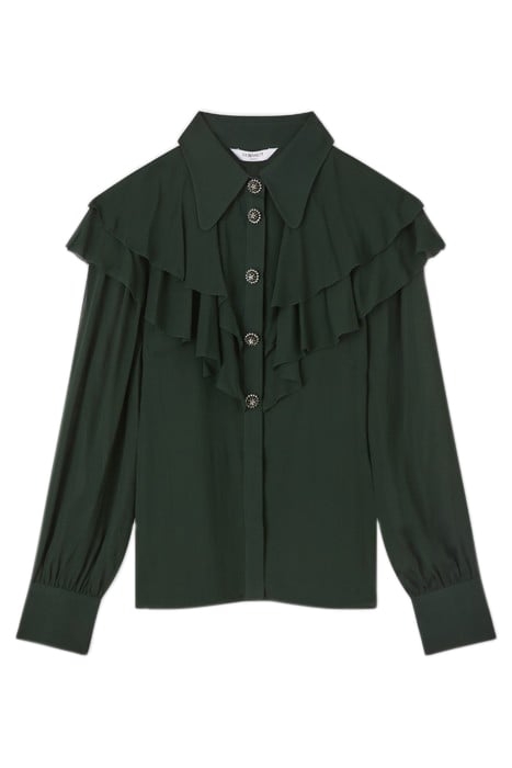 MARGAUX RUFFLE BLOUS DARK GREEN 3