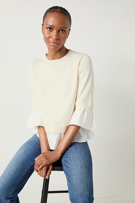 MAISIE POPLIN KNITTED SWEATER IVORY 5