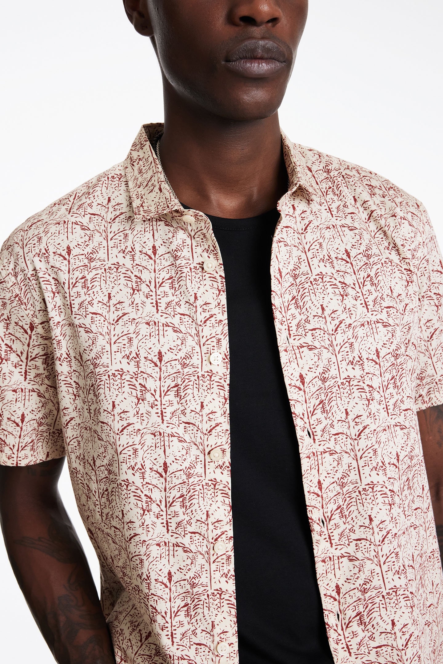 SEAN SS SPORTSHIRT IN PRINT CRANBERRY 3