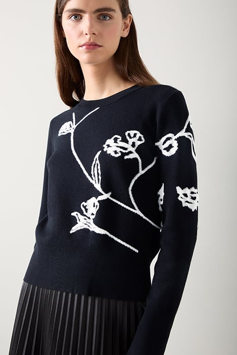 HENRIETTA FLORAL KNITTED SWEATER BLACK/CREAM 6