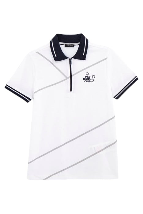 BOY'S WHITE HONEYCOMB POLO SHIRT WITH ZIP COLLAR 1