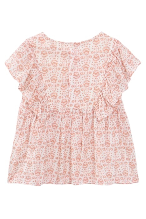 GIRLS’ ECRU BLOUSE, FLOWERY PRINT WITH SILVER THREADS 2