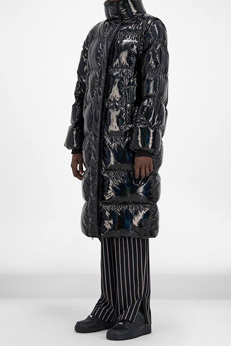BLACK HOLOGRAPHIC GUBL PUFFER COAT 3