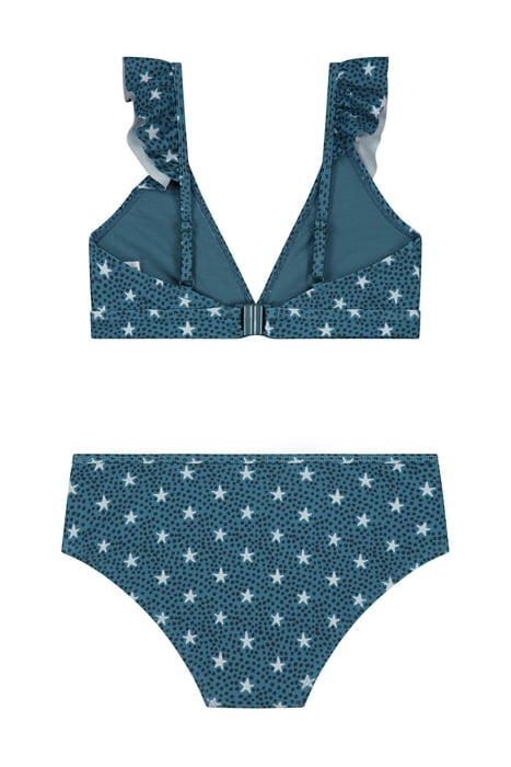 GIRLS STARDUST RUFFLE TRIANGLE BIKINI PATAGONIA BLUE 2