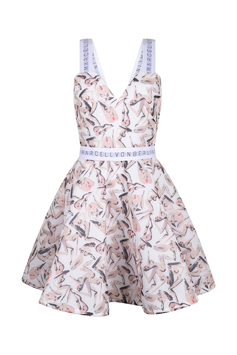 WOMENS MVB ICONIC SKATER DRESS PRINT / WHITE 1