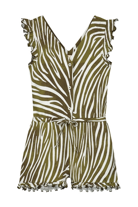 GIRLS ANTIQUA JUMPSUIT ZANZIBAR ZEBRA PALMTREE GREEN 1
