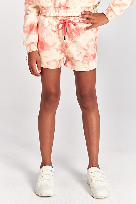 GIRLS MAUI SWEAT SHORT TYE DYE STRAWBERRY PINK 6