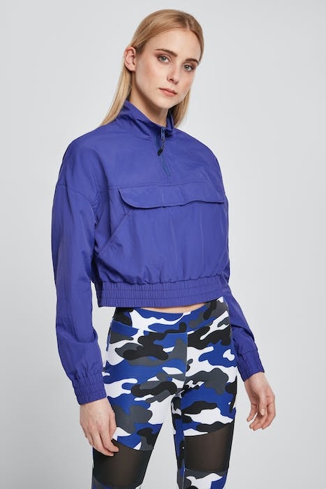 LADIES CROPPED CRINKLE NYLON PULL OVER JACKET BLUEPURPLE 2