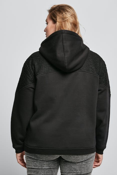 LADIES LACE INSET HOODY BLACK 3