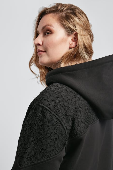LADIES LACE INSET HOODY BLACK 7