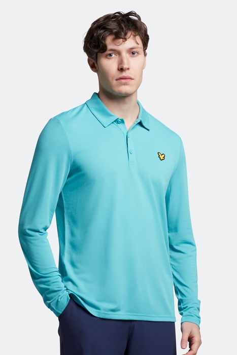 LONG SLEEVE LIGHT POLO SHIRT RETRO BLUE 1