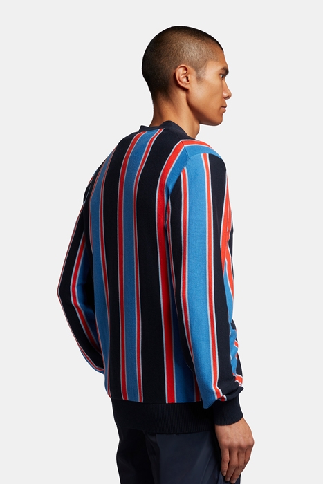 VERTICAL STRIPE CARDIGAN FLYER RED/ SPRING BLUE 2