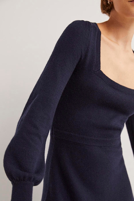 SQUARE NECK KNITTED DRESS NAV 2