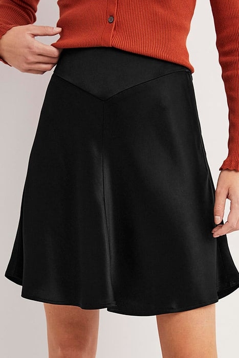 SATIN BIAS-CUT MINI SKIRT BLK 1