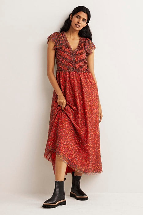 TULLE V-NECK MAXI PARTY DRESS BRD 1