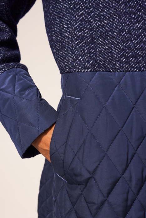 KARLA TWEED WOOL MIX COAT NAVY 2