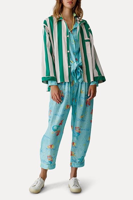"THE MERMAIDS SONG" PRINT HABOTAI SILK PANTS ACQUA 4