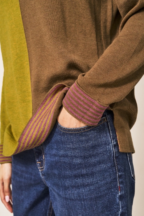 OLIVIA COL-BLOCK STRIPE JUMPER CHARTREUSE 4