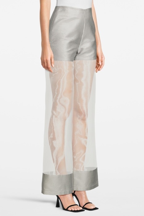 WOMEN‘S TRANSPARENT FABRIC TROUSERS SILVER GRAY/WHITE 3
