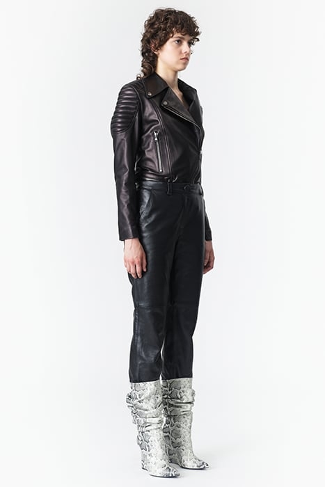 LEATHER SLIM FIT BIKER JACKET BLACK 3