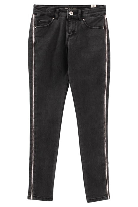 GIRLS’ USED BLACK SKINNY JEANS WITH PRETTY BANDS BLACK USED 1