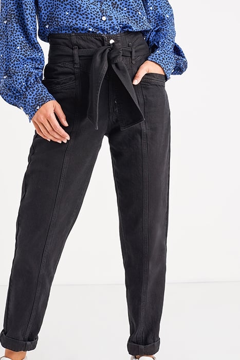 BLACK SLOUCHY JEANS WITH VISIBLE PRESS STUDS 4