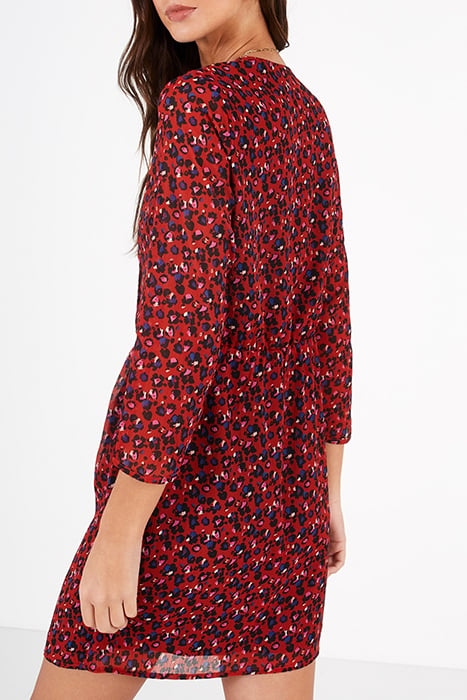 CANDY RED GRAPHIC FLORAL PRINT DRESS 3