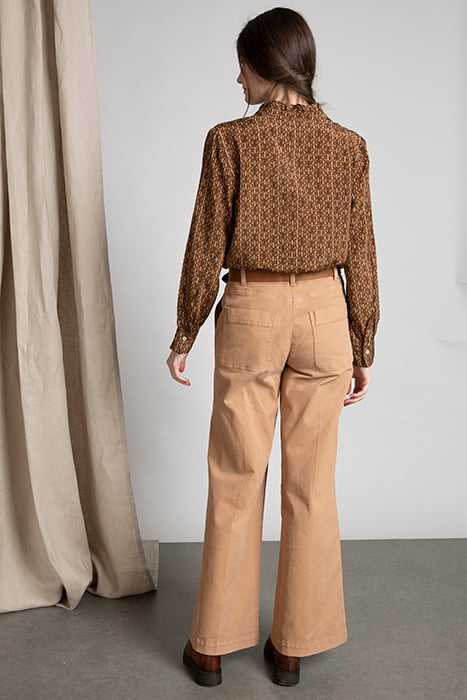 RUFFLE COLLAR LS SHIRT BROWN 3